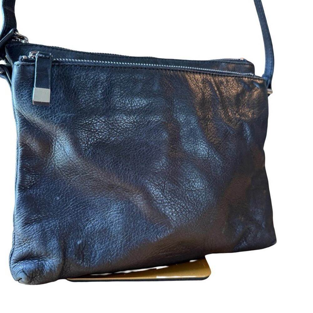 Margot Womens Black Pebble Leather Crossbody Shoulder Bag Purse Handbag 10x9x3